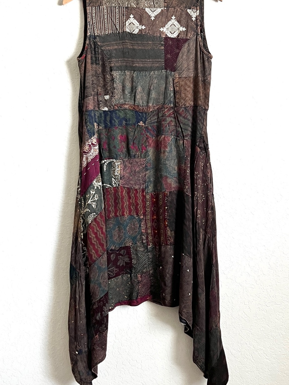 EARTHBOUND Patchwork Boho Dress Handkerchief Hem Sleeveless Gypsy Fairy NWT S - Picture 5 of 10